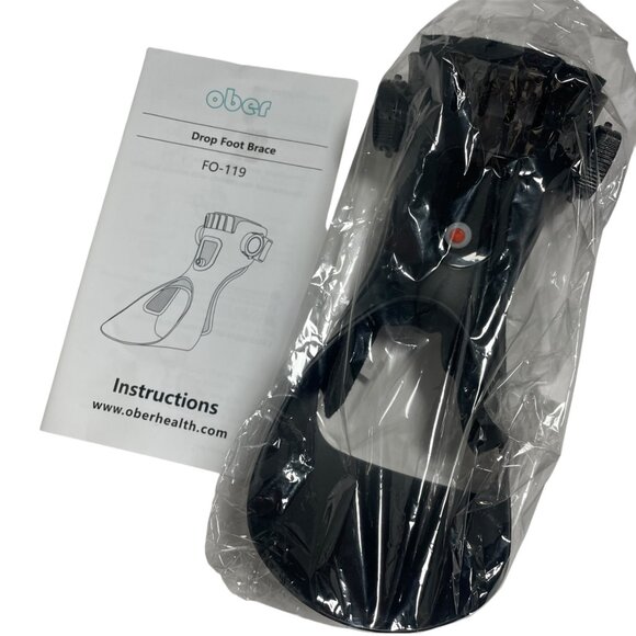 Ober FO-119 Drop Foot Brace Adjustable Black Lightweight Design - Picture 2 of 4